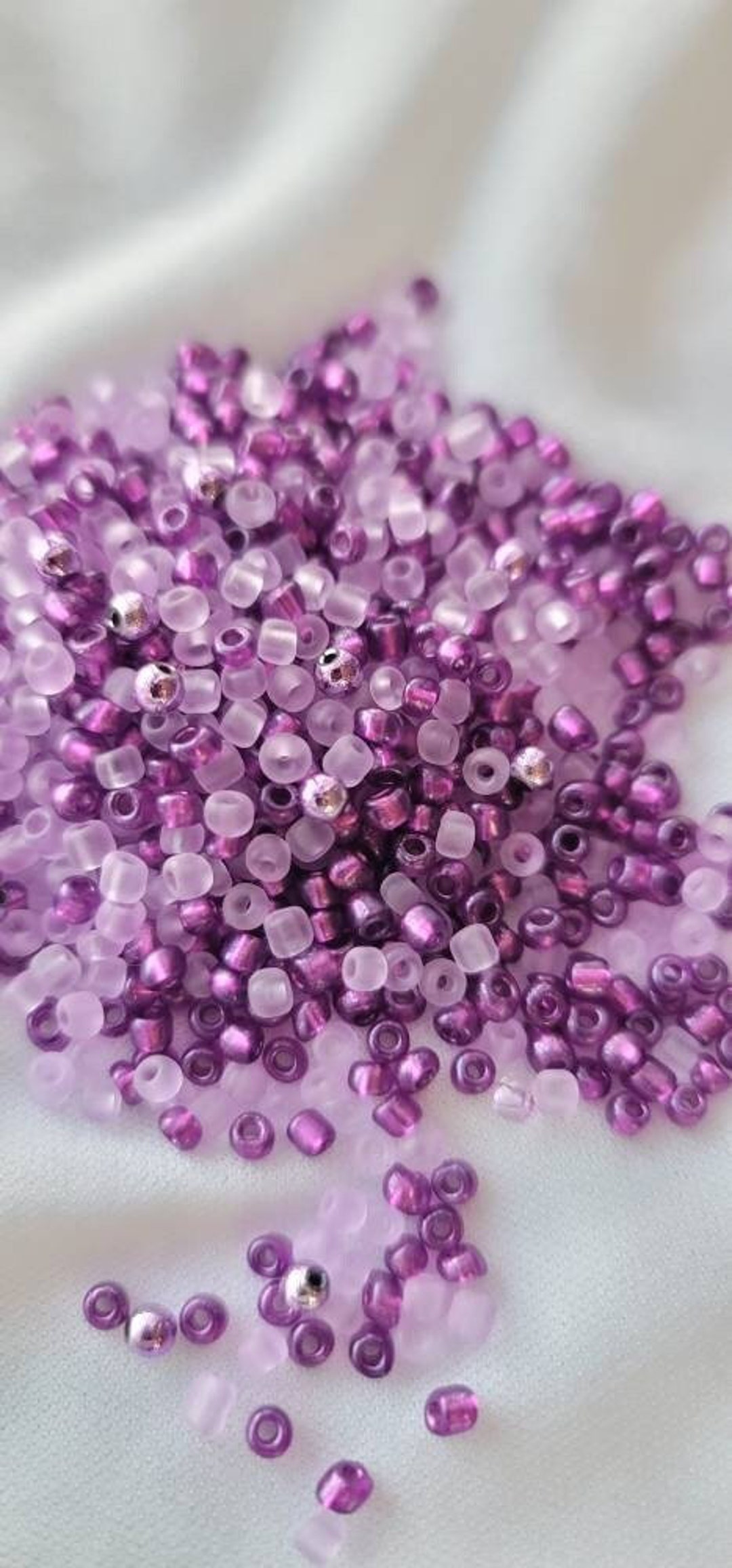 Small Silver Lined 3mm Loc Sprinkle Beads, Gemstone and Glass Mix