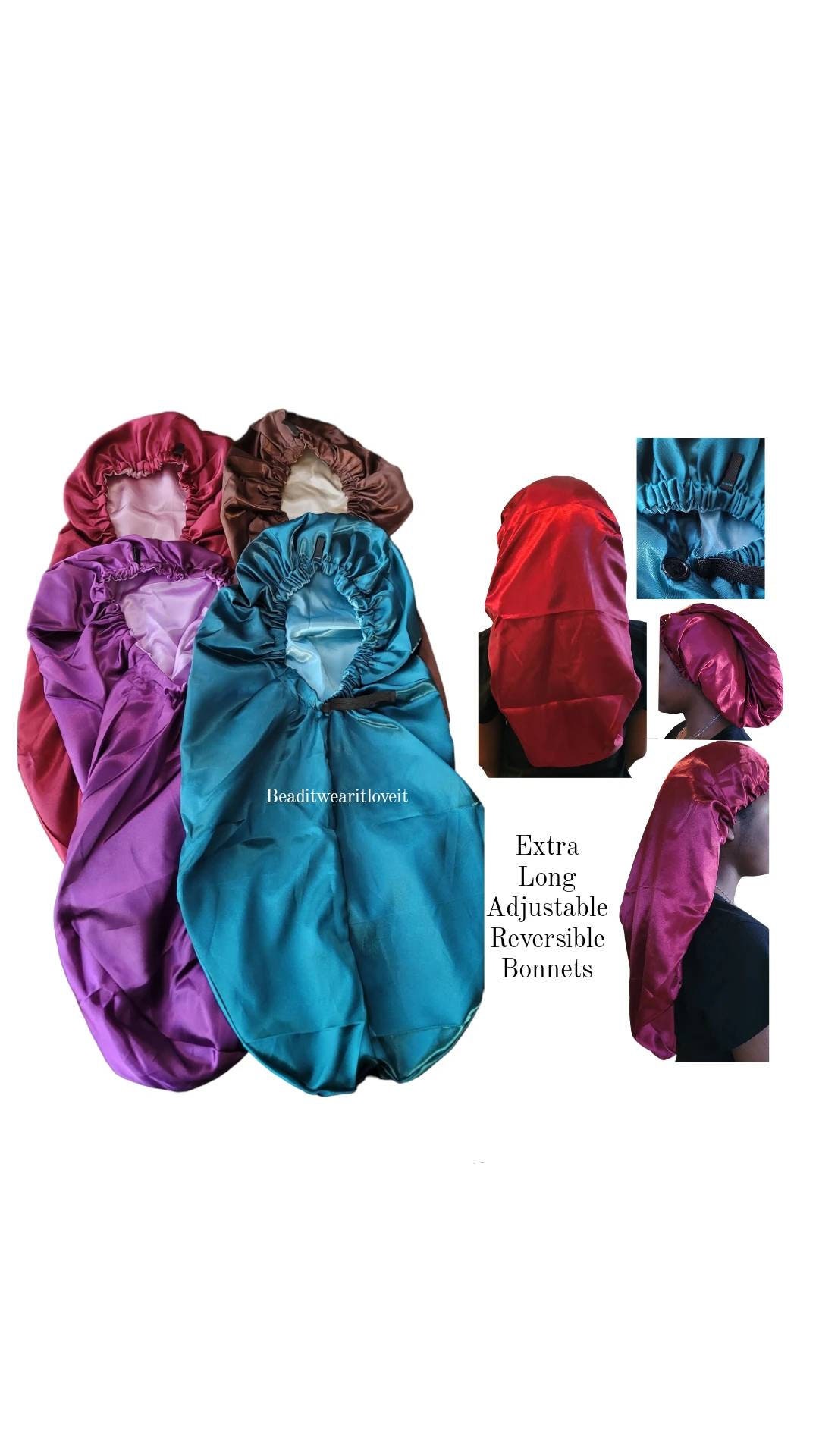 Extra Long Adjustable Double Layer Adult Satin Bonnet  display picture 1