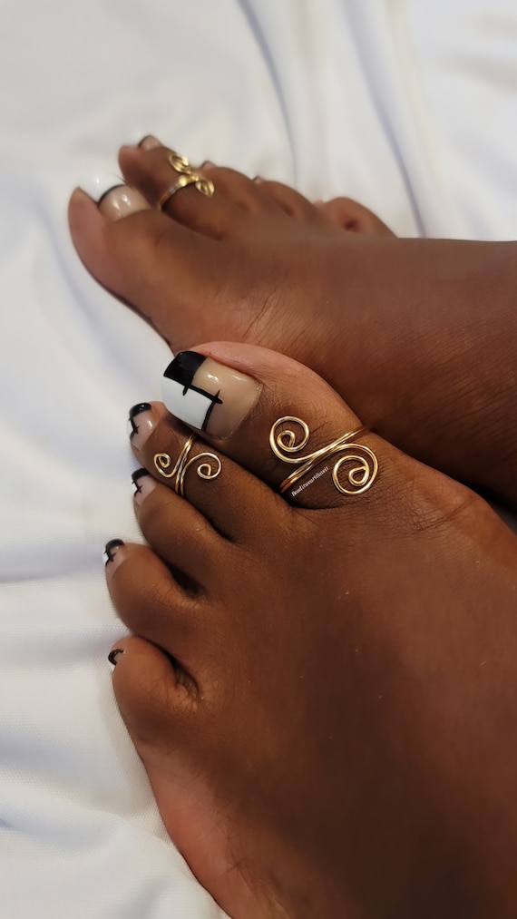 Wire Wrapped Adjustable Toe Ring, Big Toe Ring, Toe Ring Set, Please Read Item Description
