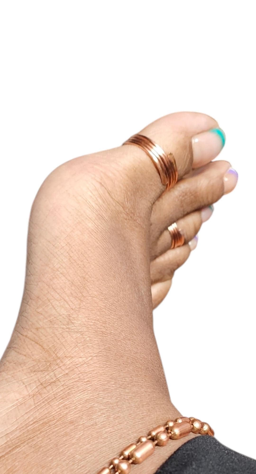Wire Wrapped Hammered Ends Copper Toe Ring, Big Toe Ring, Toe Ring Set ...