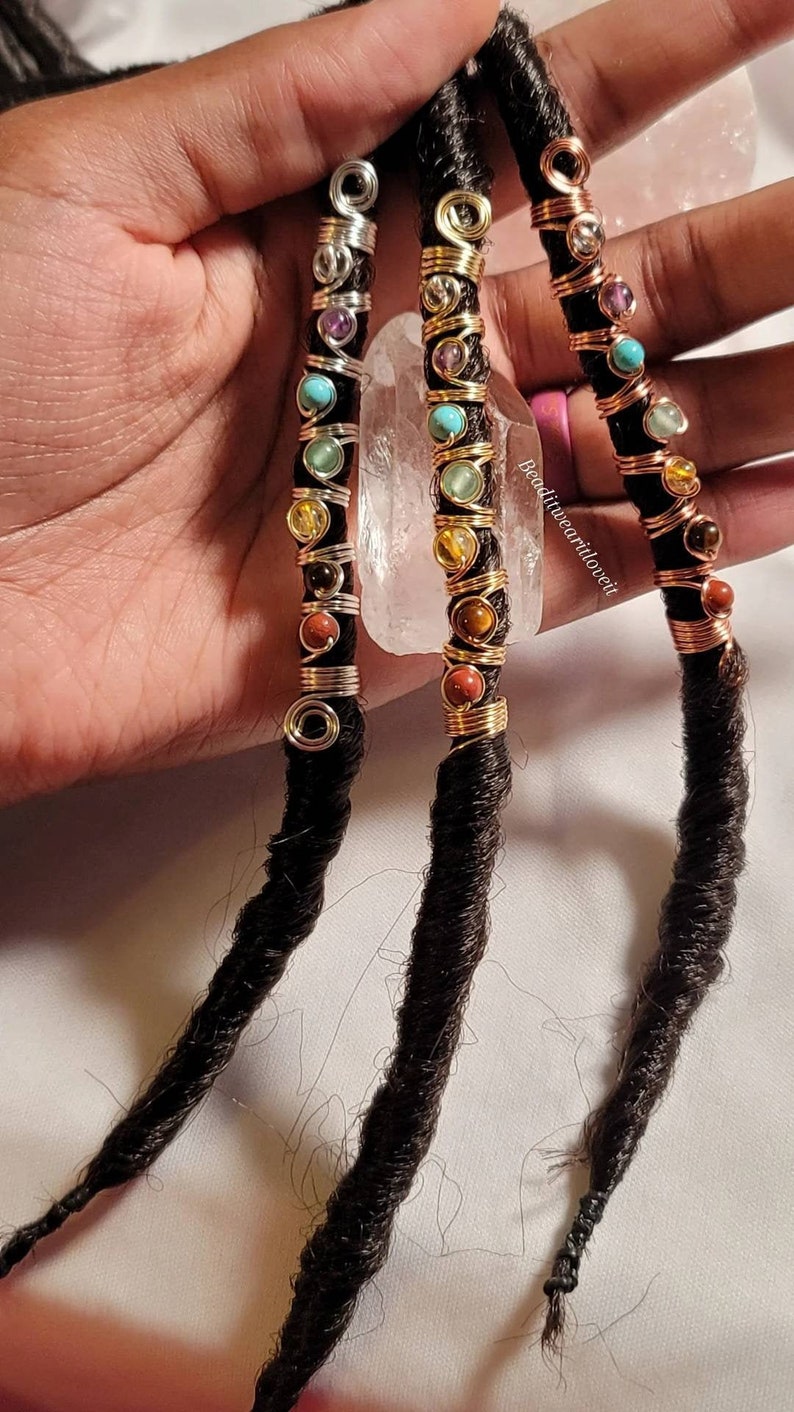 Chakra Loc Jewelry, Dreadlock Hair Accessories, Beads For Braids, Crystal Loc Jewelry image 7