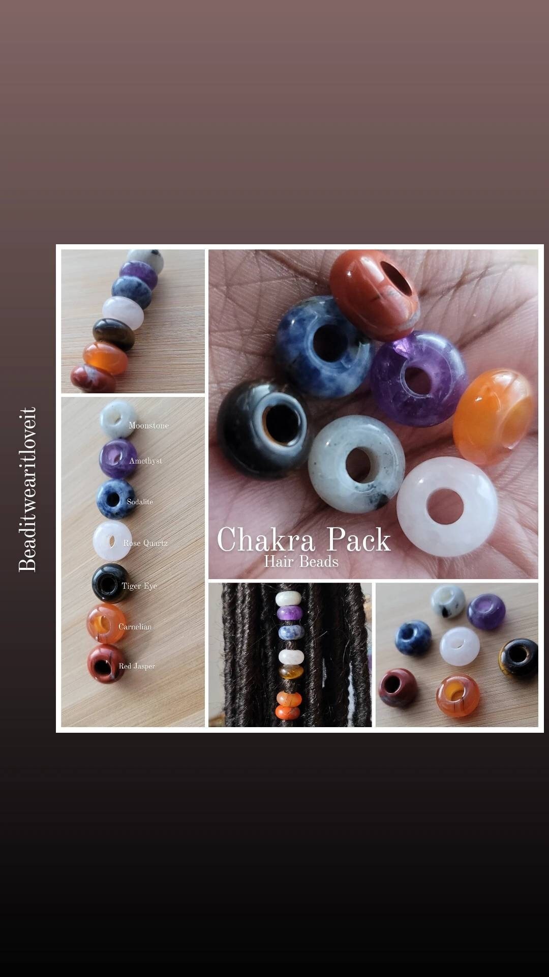 3 Pcs Picture Jasper Crystal Loc Jewelry Set, Dreadlock Beads for Braids,  Bohemian Ethnic Hair Accessories 