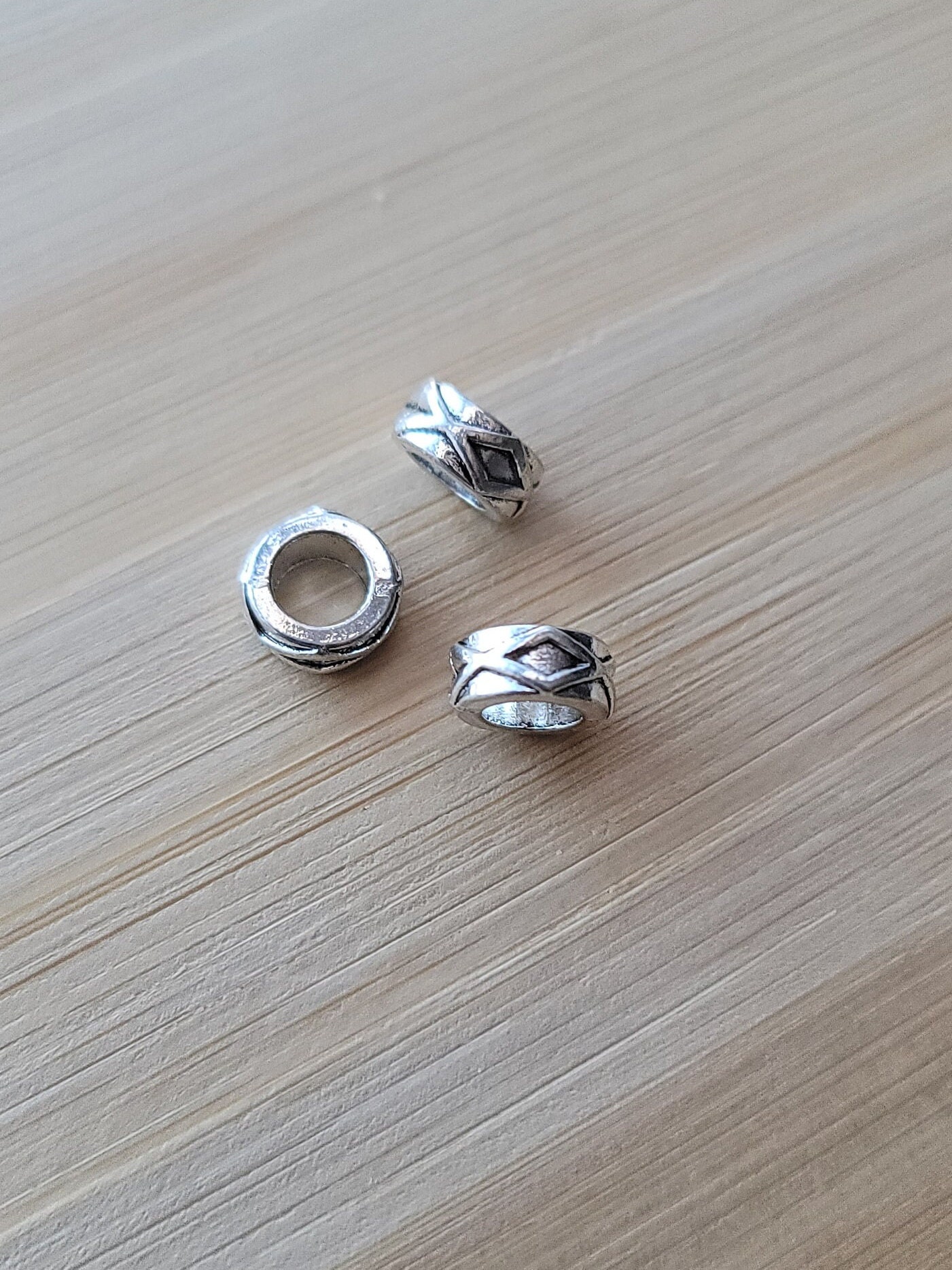 Loc Accessory Silver Set of 3 Metal Loc Ring Beads, Silver 6mm Hole Hair Beads, Wholesale ...