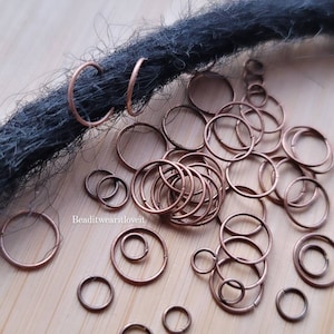 10 Antique Copper Hair Rings, Dread Rings Loc Jewelry, Braid Rings, Loc jewelry, Dreadlock Rings