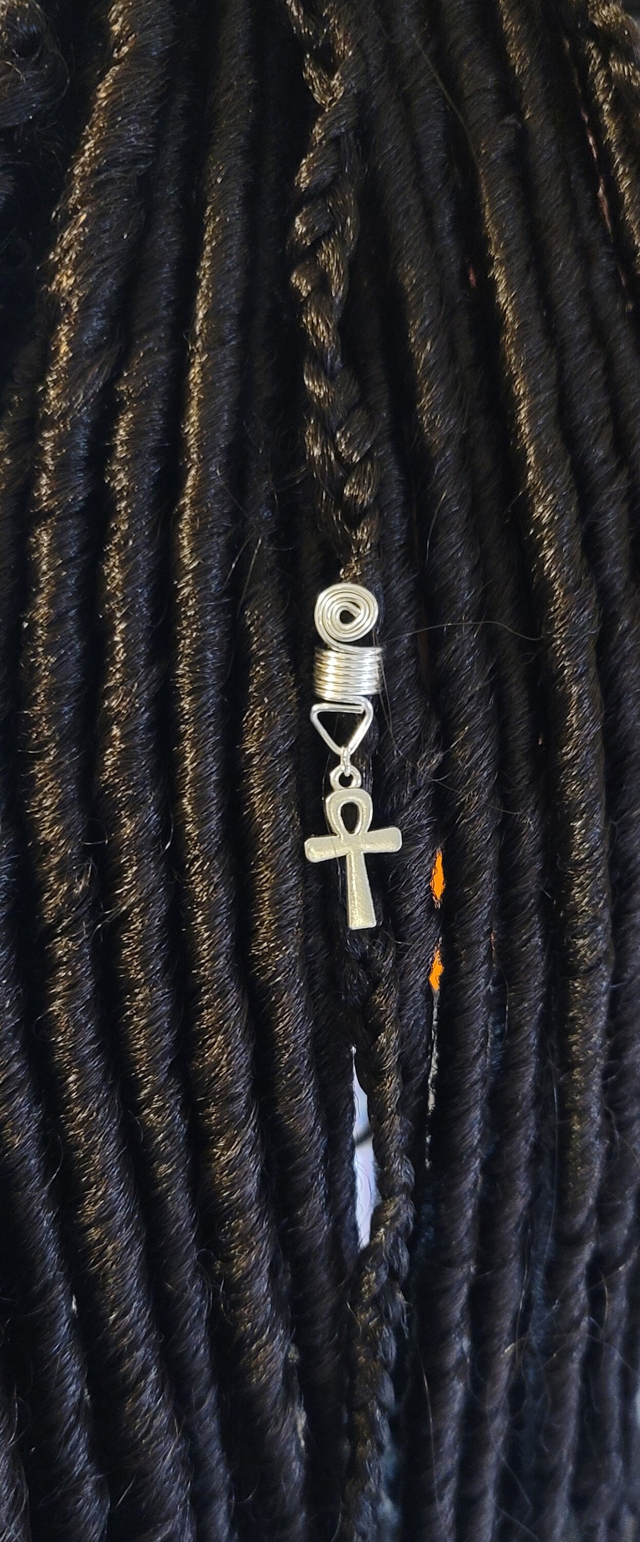 Loc Accessory Silver Silver Ankh Loc Jewelry, Dreadlock Hair Accessories, Beads for Braids ...