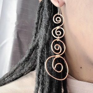 Swirl Copper Earrings, Wire Wrapped Earrings