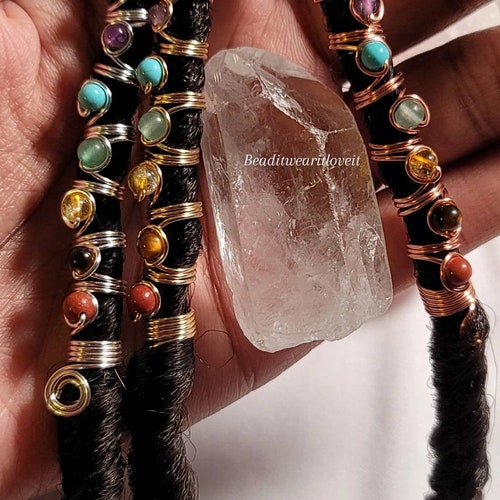 Chakra Loc Jewelry, Dreadlock Hair Accessories, Beads for Braids, Crystal Loc  Jewelry 
