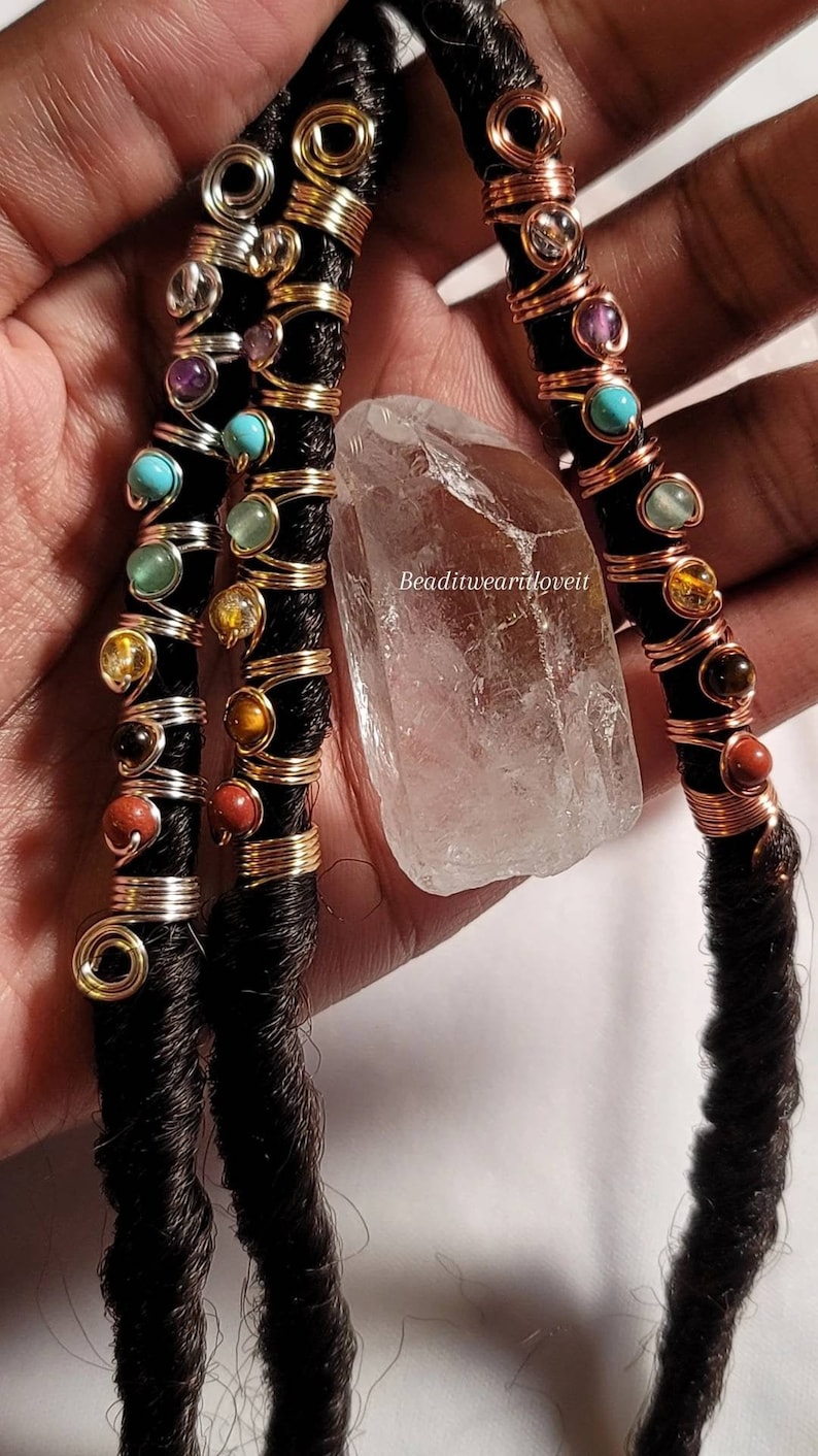 Chakra Loc Jewelry, Dreadlock Hair Accessories, Beads For Braids, Crystal Loc Jewelry image 1