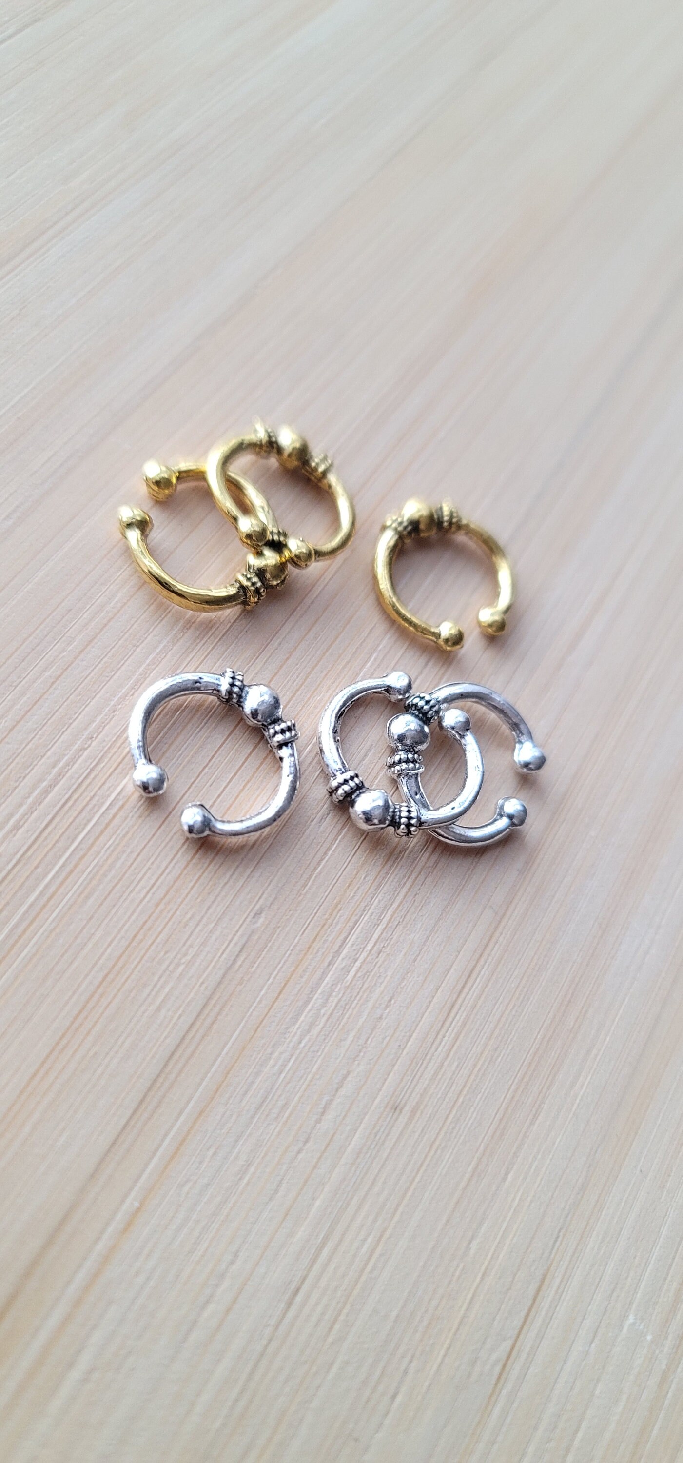 Loc Accessory Silver Set of 3 Metal Loc Ring Beads, Gold Silver 10mm Hole Hair Beads ...