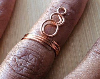 Copper Wire Wrapped Ring, Adjustable Copper Ring, Afrocentric Ring