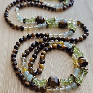 Rooted in Riches – Full Crystal Waist Beads, Tiger Eye, Citrine, Aventurine, Peridot, Hematite, tie On Spiritual Gemstone Belly Chain