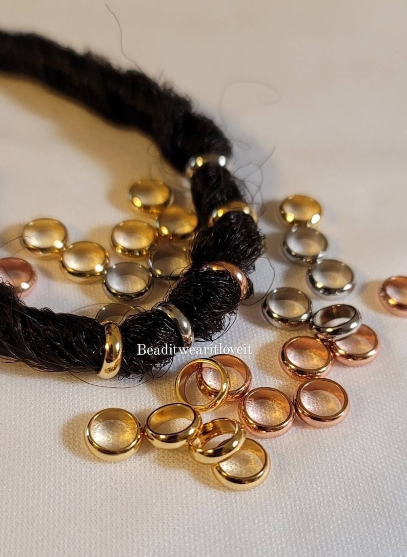 10 Stainless Steel Loc Beads, Wholesale Dreadlock Hair Accessories image 1