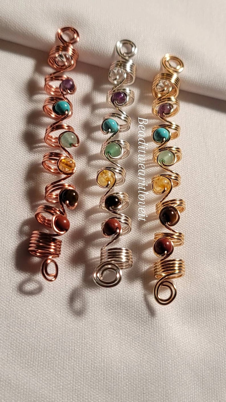 Chakra Loc Jewelry, Dreadlock Hair Accessories, Beads For Braids, Crystal Loc Jewelry image 9