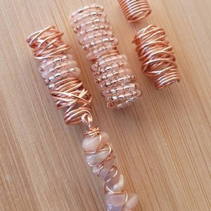 4 Pcs Sunstone Crystal Loc Jewelry Set. Dreadlock Hair Accessories, Metal Beads For Braids, Dread Loc Beads image 7
