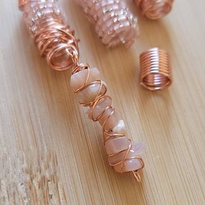 4 Pcs Sunstone Crystal Loc Jewelry Set. Dreadlock Hair Accessories, Metal Beads For Braids, Dread Loc Beads image 3