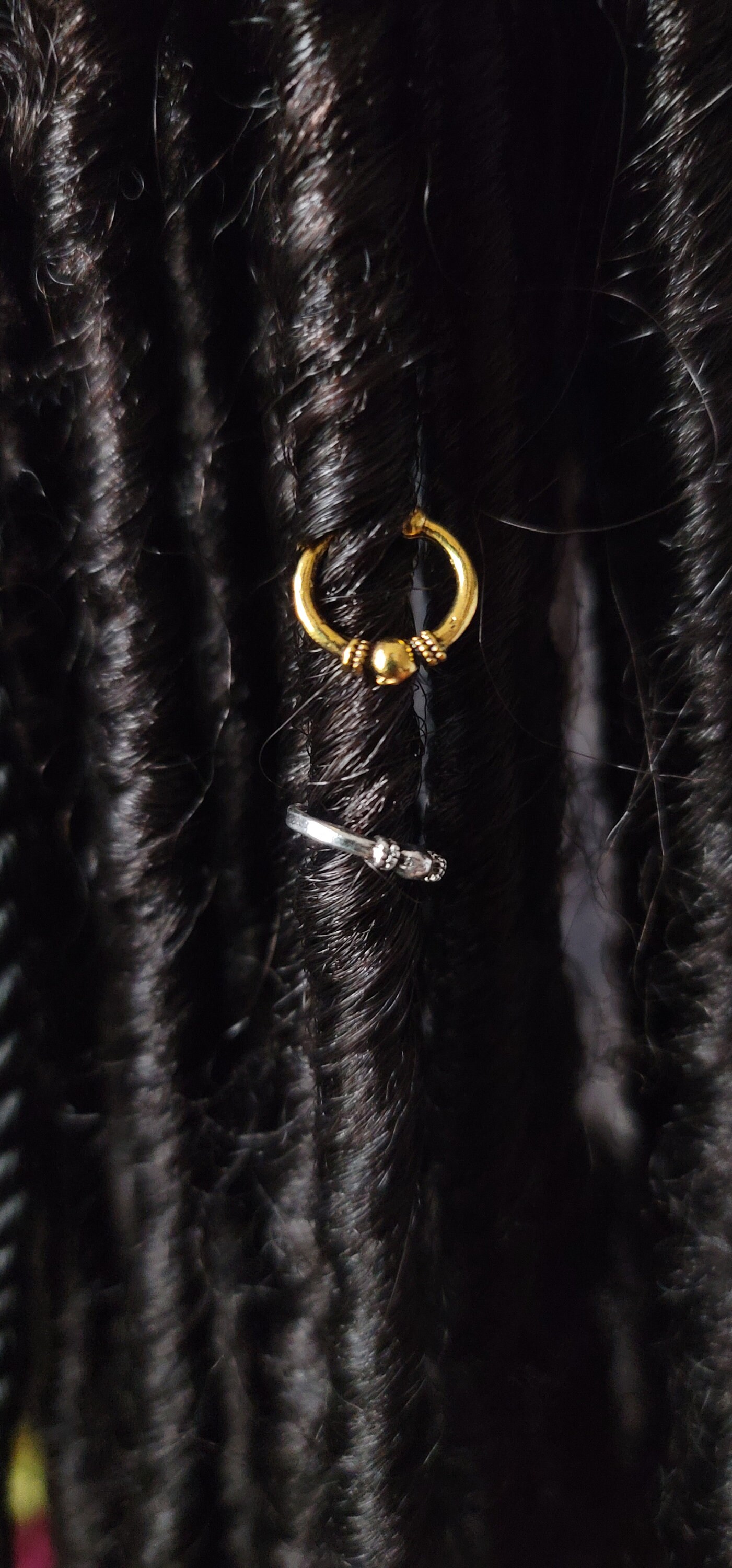 Modu Loc Rings Set of 3 Metal Loc Ring Beads, Gold Silver 10mm Hole Hair Beads ...