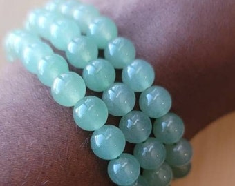 2 Braccialetti In Pietra Naturale Per Donna – Avventurina Verde E Occhio Di Tigre – Perline 4mm, Elastici, 18 Cm