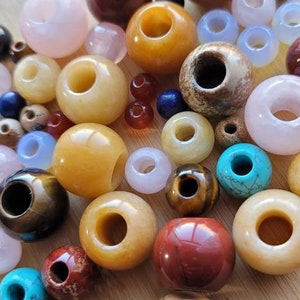 Perline di posizione con pietra preziosa con foro grande largo 8 mm, accessori per capelli Dreadlock per trecce Twist e dreadlocks, 1 grande perla di cristallo rotonda con pietra preziosa