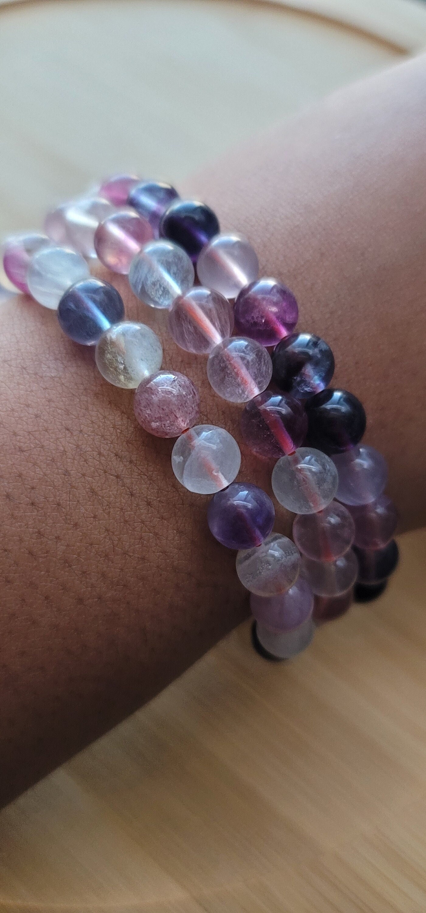 Bracelet Fluorite De Madagascar – Pierres Naturelles Pépites – Taille Sur Mesure