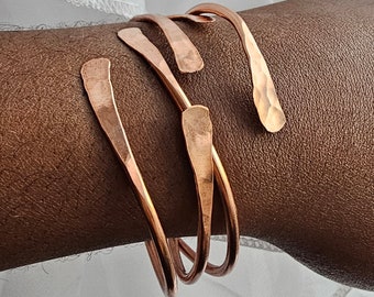 Pure Copper Bangles, Adjustable Stackable Bracelets, Raw Copper Cuff Bracelets, Style #3