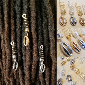 CLEARANCE Cowrie Shell Loc Jewelry, Dreadlock Hair Accessories, Beads For Braids,  African Loc Jewelry