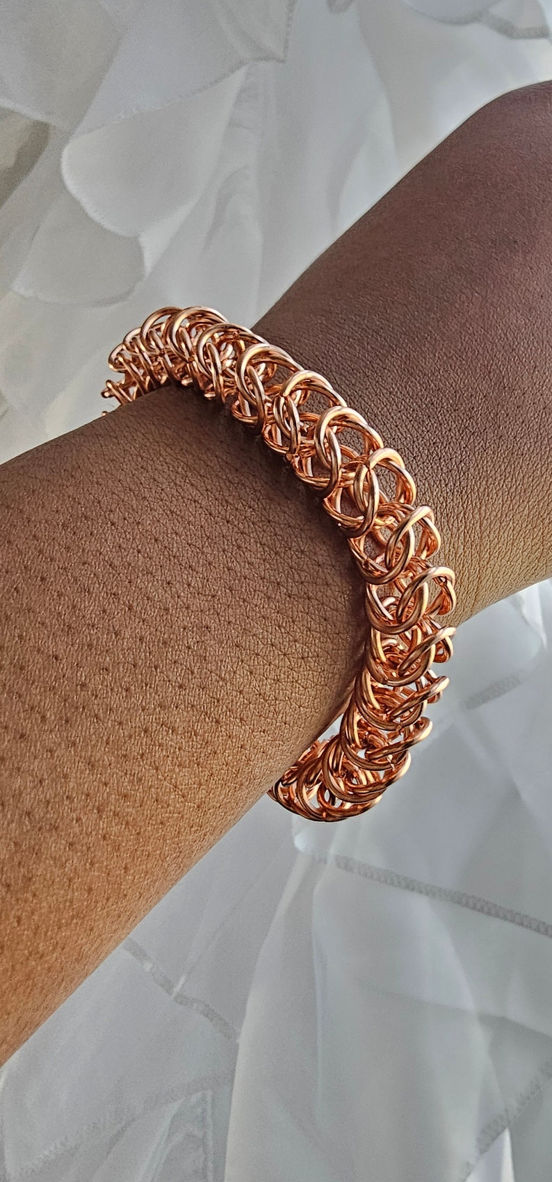 Copper Wire Wrapped Chain Bracelet, Chainmaille Bracelet Multiple Styles image 6