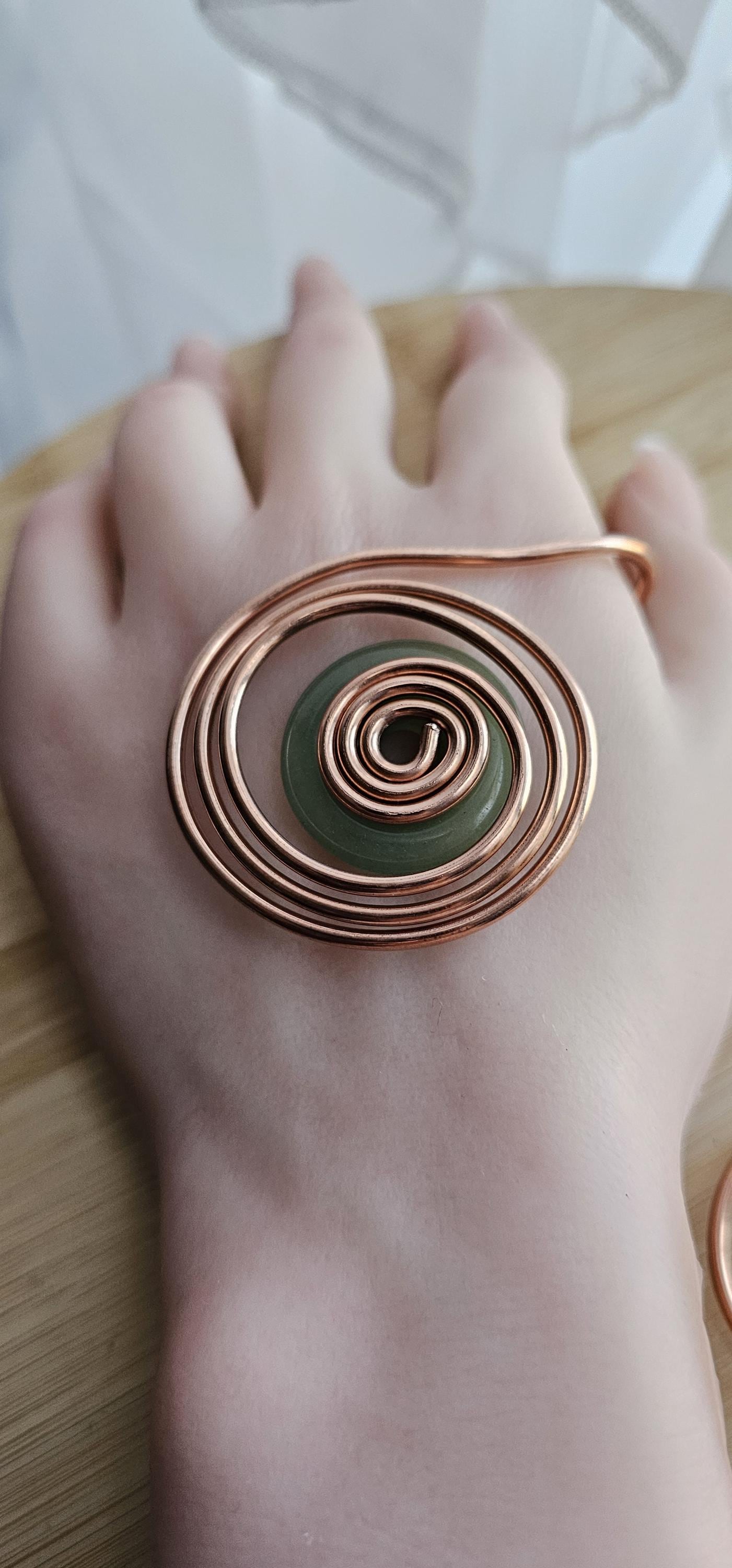Bague De Paume En Cuivre Spiralée – Bijou Énergétique Reiki, Méditation Et Guérison Cristalline, 3 Pièces Réglables Faites Main
