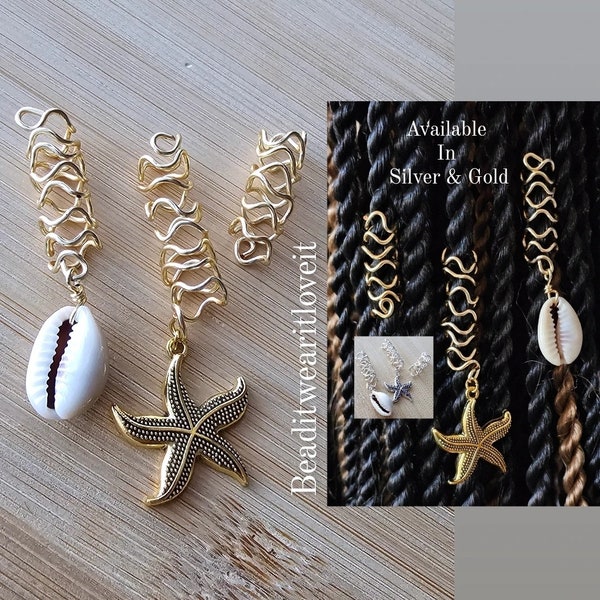 Cowrie Shell Loc Jewelry Set, Dreadlock Hair Accessories, Beads For Braids,  African Loc Jewelry