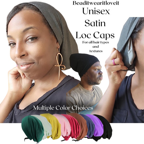 Adjustable Loc Cap, Super Soft Stretchy Casual Satin Lined Cap, Unisex Dreadlocks Cover Cap For Locs Dreadlocks Braids and Natural Hair