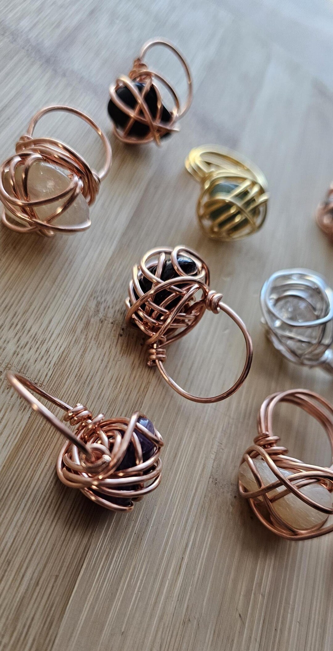 Custom Crystal Copper Wire Wrapped Crystal Rings, Gemstone Ring ...