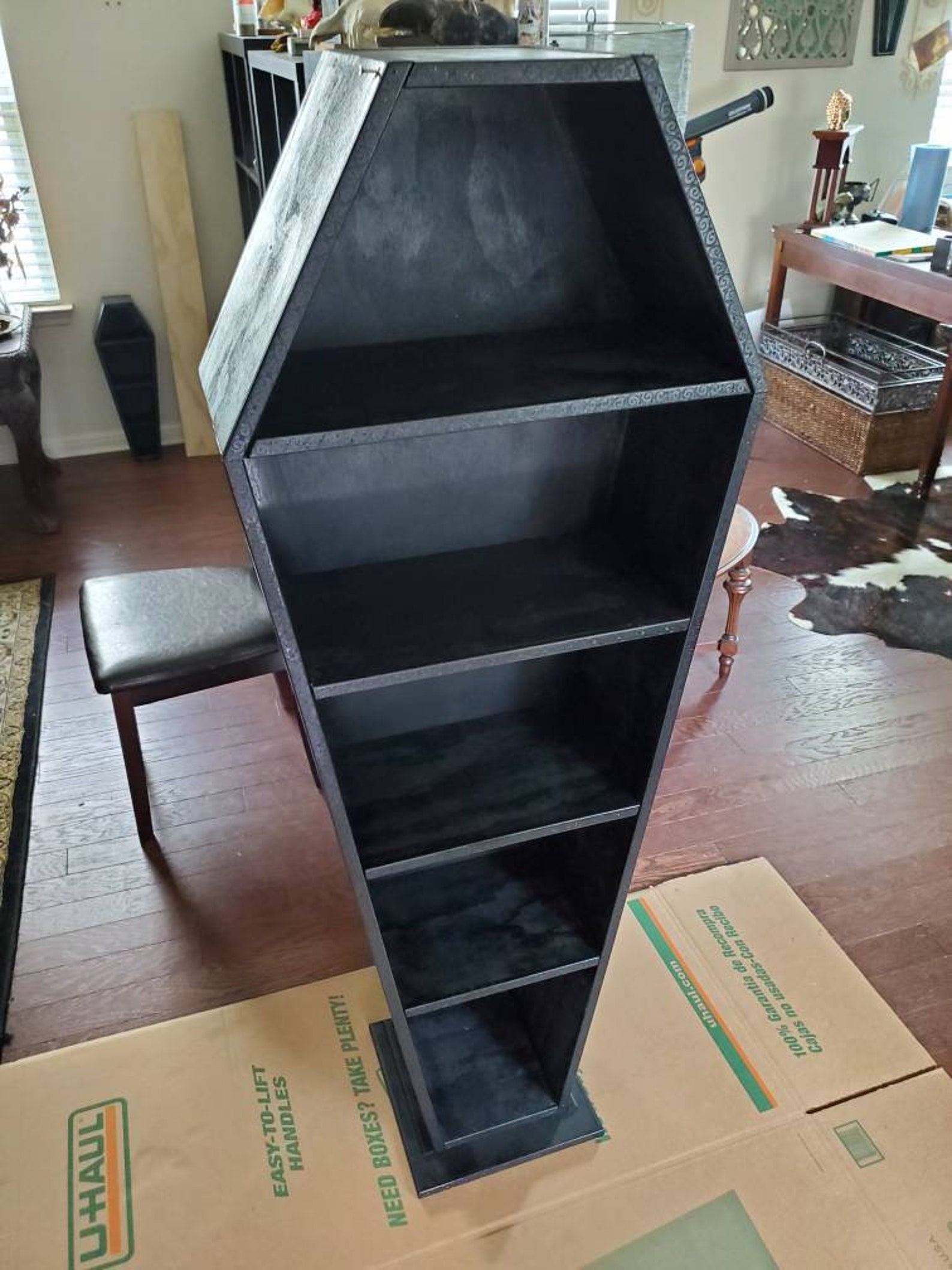 5 ft Coffin Bookshelf / Bookcase Mystic decor Etsy