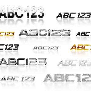Set of 5 Custom 3D Premium Chrome Plated Metal Self Adhesive Letters & Numbers Signs Emblem Badge - Silver