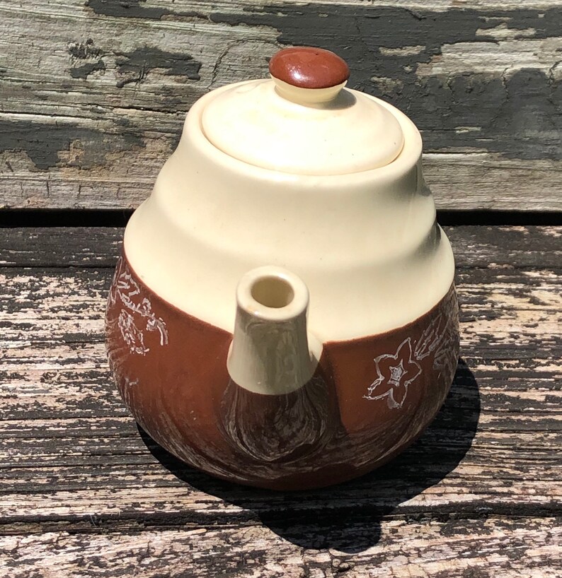 Vintage Oxford Stoneware Made in USA Brown Cream Painted Etsy
