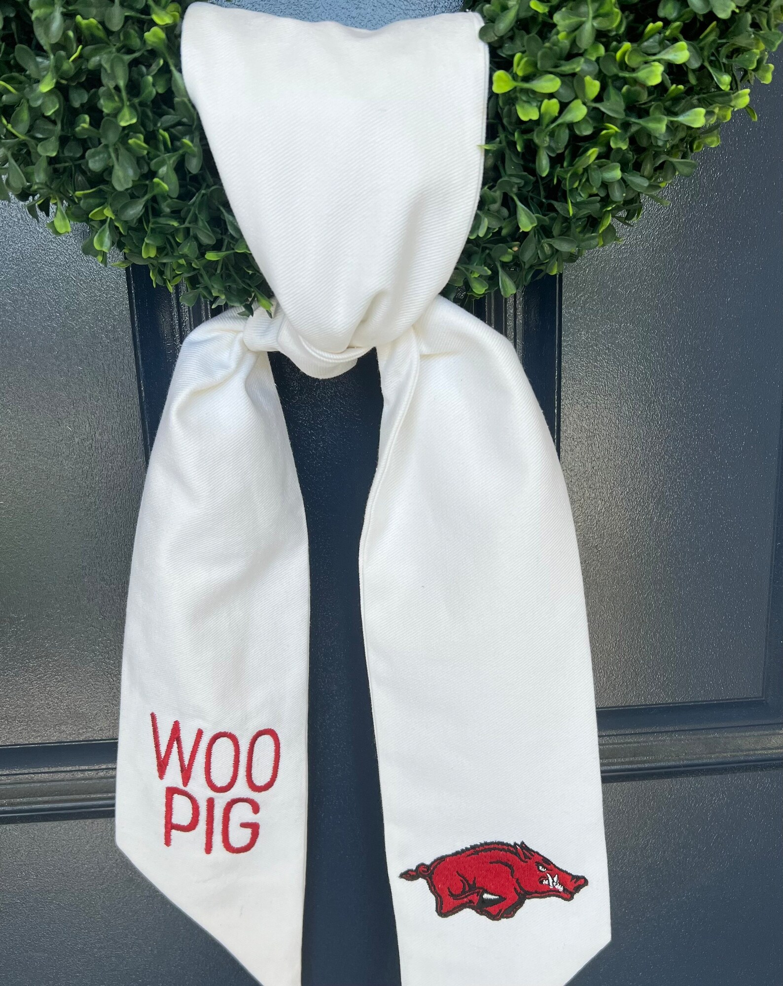 Wreath Sash Boxwood Wreath Embroidered Sash Embroidery Sash Etsy