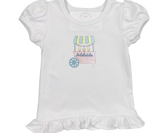 Ice Cream Embroidery Shirt, Children's Embroidered Clothing, Embroidery Shirt, Ice Cream Party, Children's Clothing