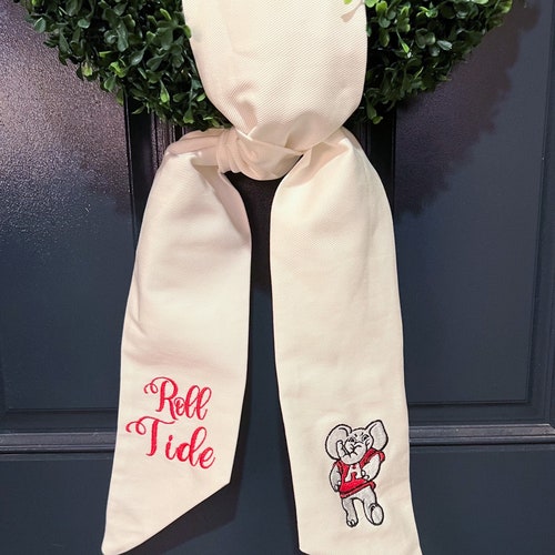 Wreath Sash Boxwood Wreath Embroidered Sash Embroidery Sash Etsy