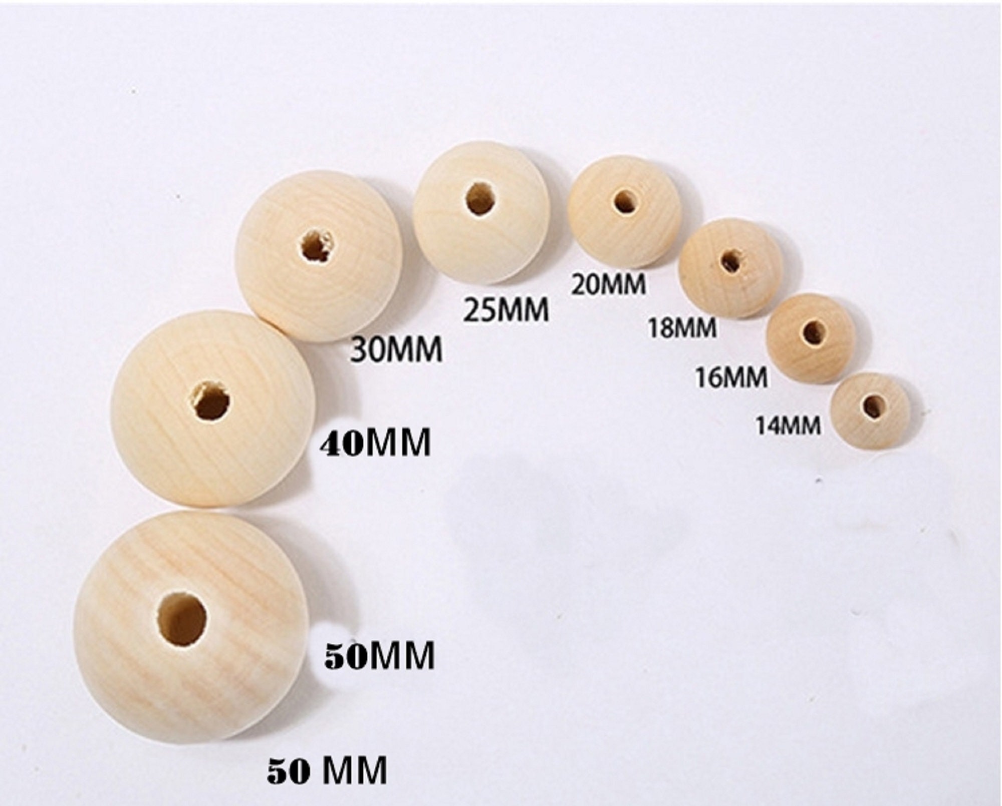 Wooden Beads 14 16 18 20 25 30 40mm 50mm Natural Wood Etsy