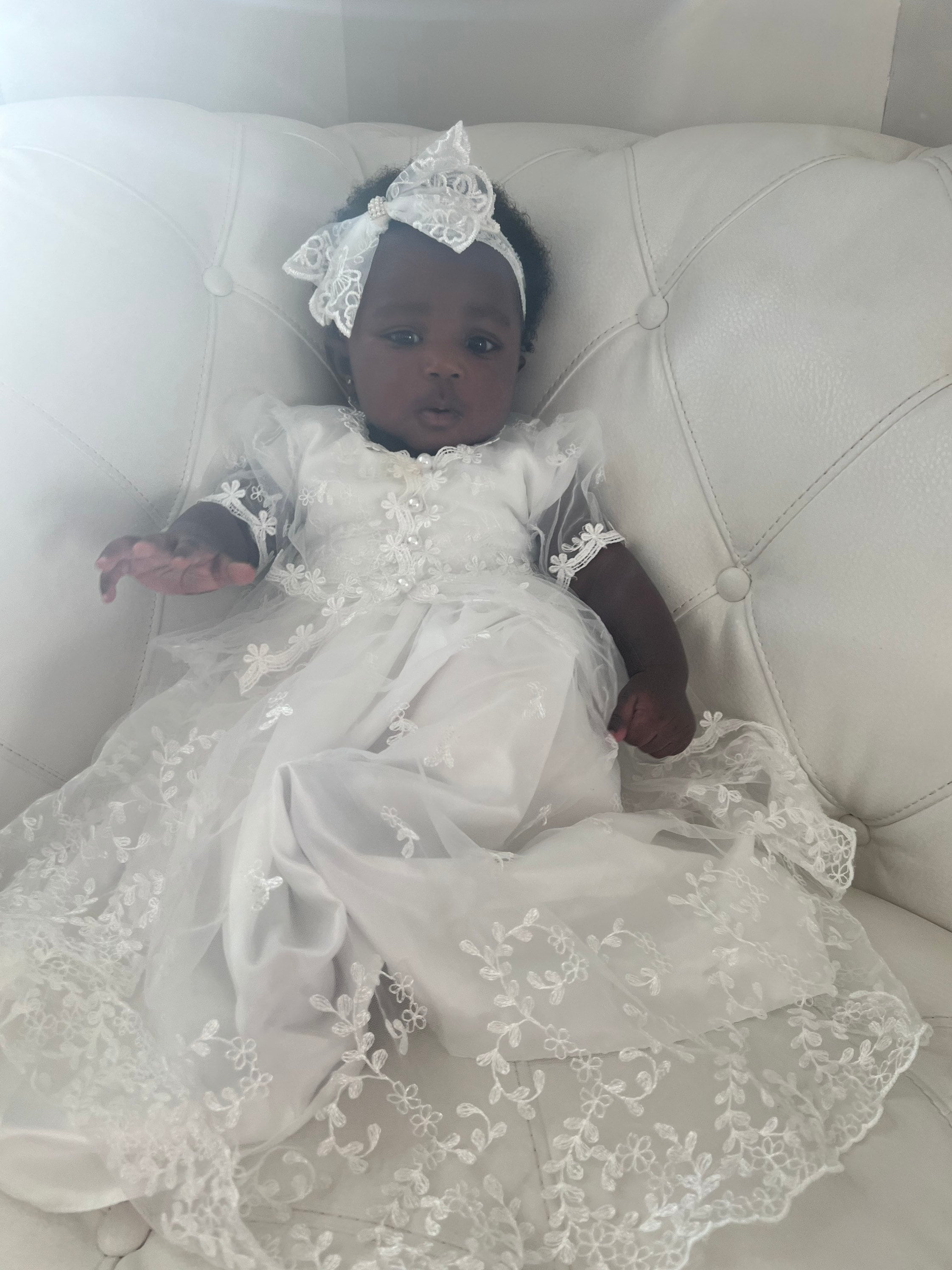 HX Baby Girls Lace Gauze Christening Baptism Wedding Dress with Petticoat 