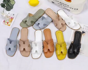 black h sandals