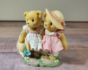 Adorable figura de osos de novia, ositos de peluche antiguos, Fay y Arlene, siempre a mi lado