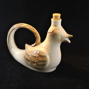 Superb Gerzit Bird Decanter, ceramic jar, collectible bar ware, ceramic and cork top