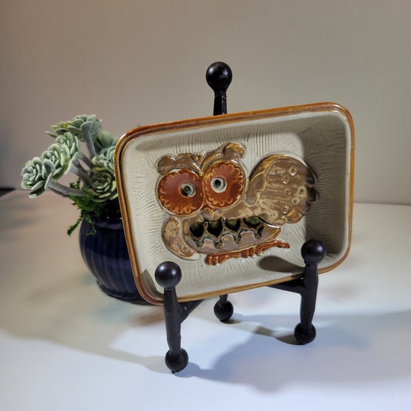 Cute owl trinket dish, made by Takahashi in Japan , 1960's, fun ring dish