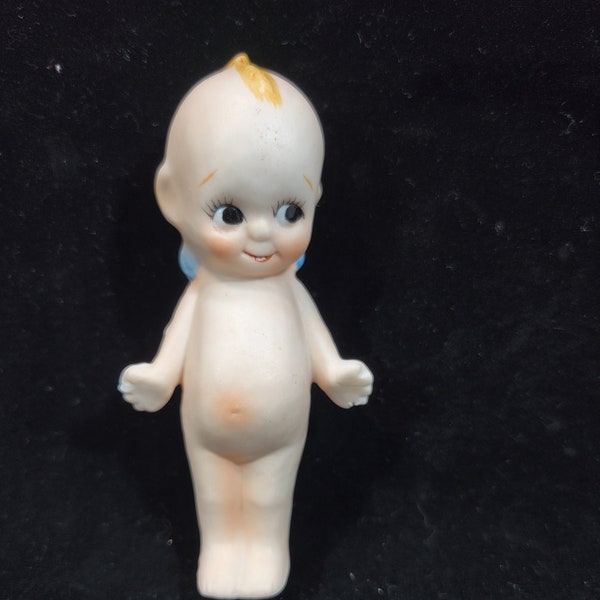 Bisque Kewpie doll, frozen legs and arms, blue wings, collectible doll, antique