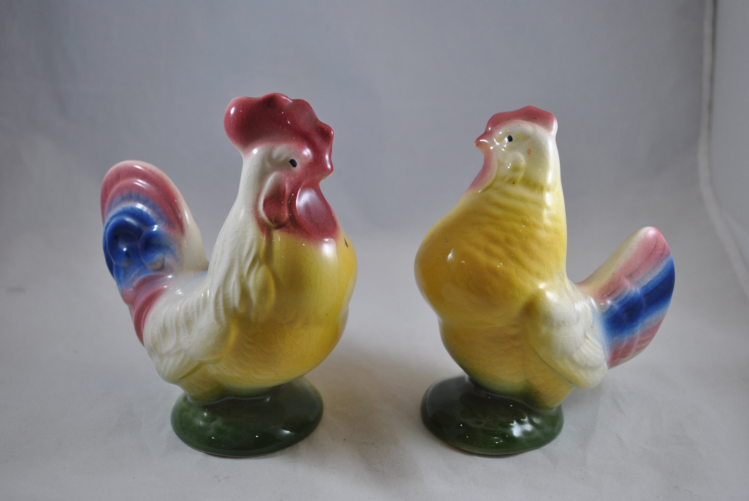 Large Rooster and Chicken Salt and Pepper Shakers - Etsy