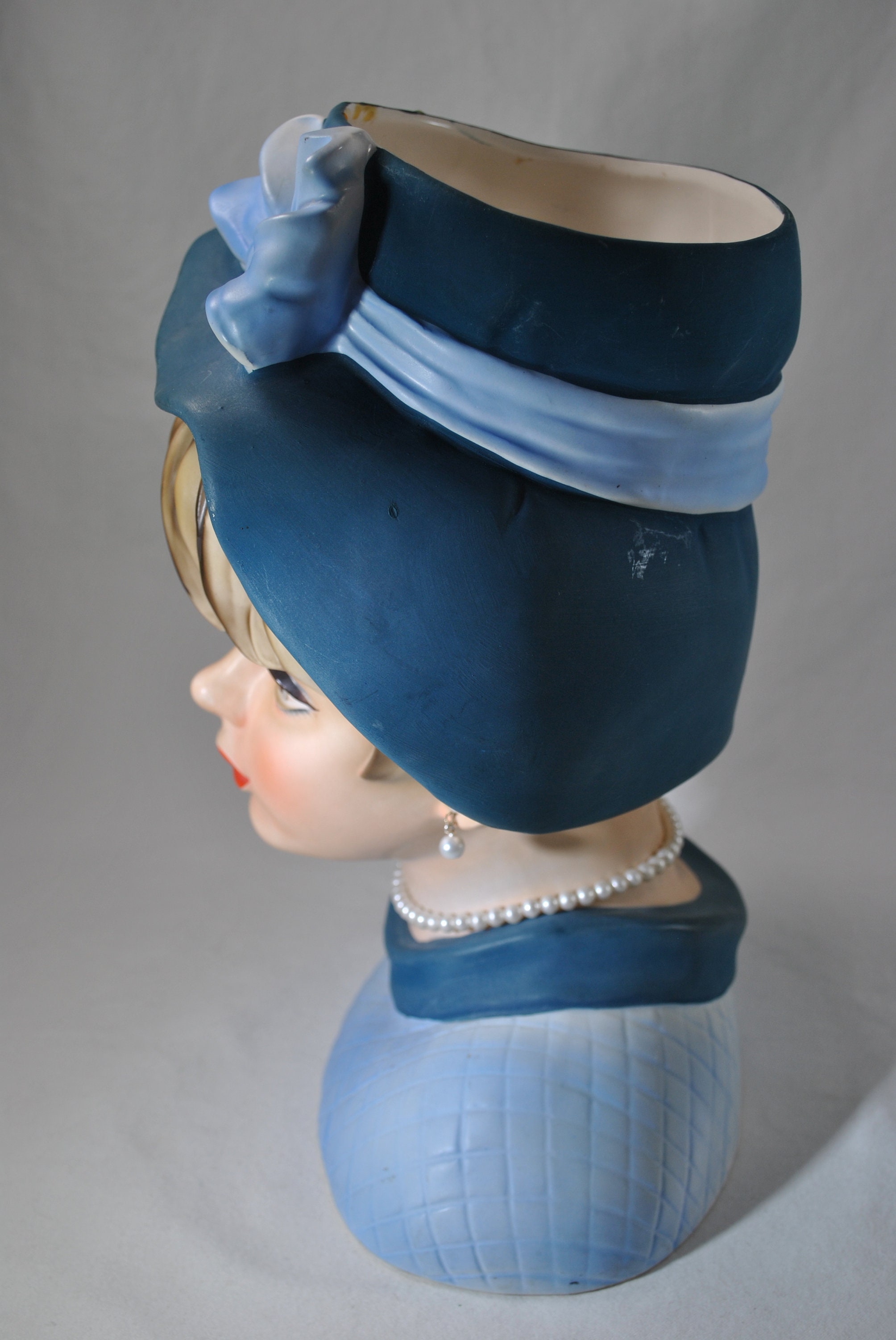 Fantastic Napco Lady in Blue Head Vase Extremely Large Etsy