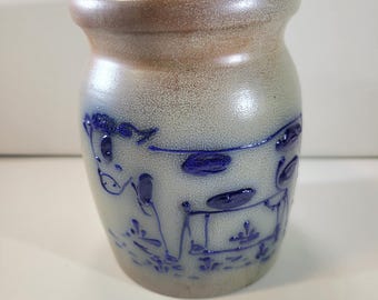 Jarra de cerámica Beaumont Bros. con vaca, decoración rústica, cerámica vintage.