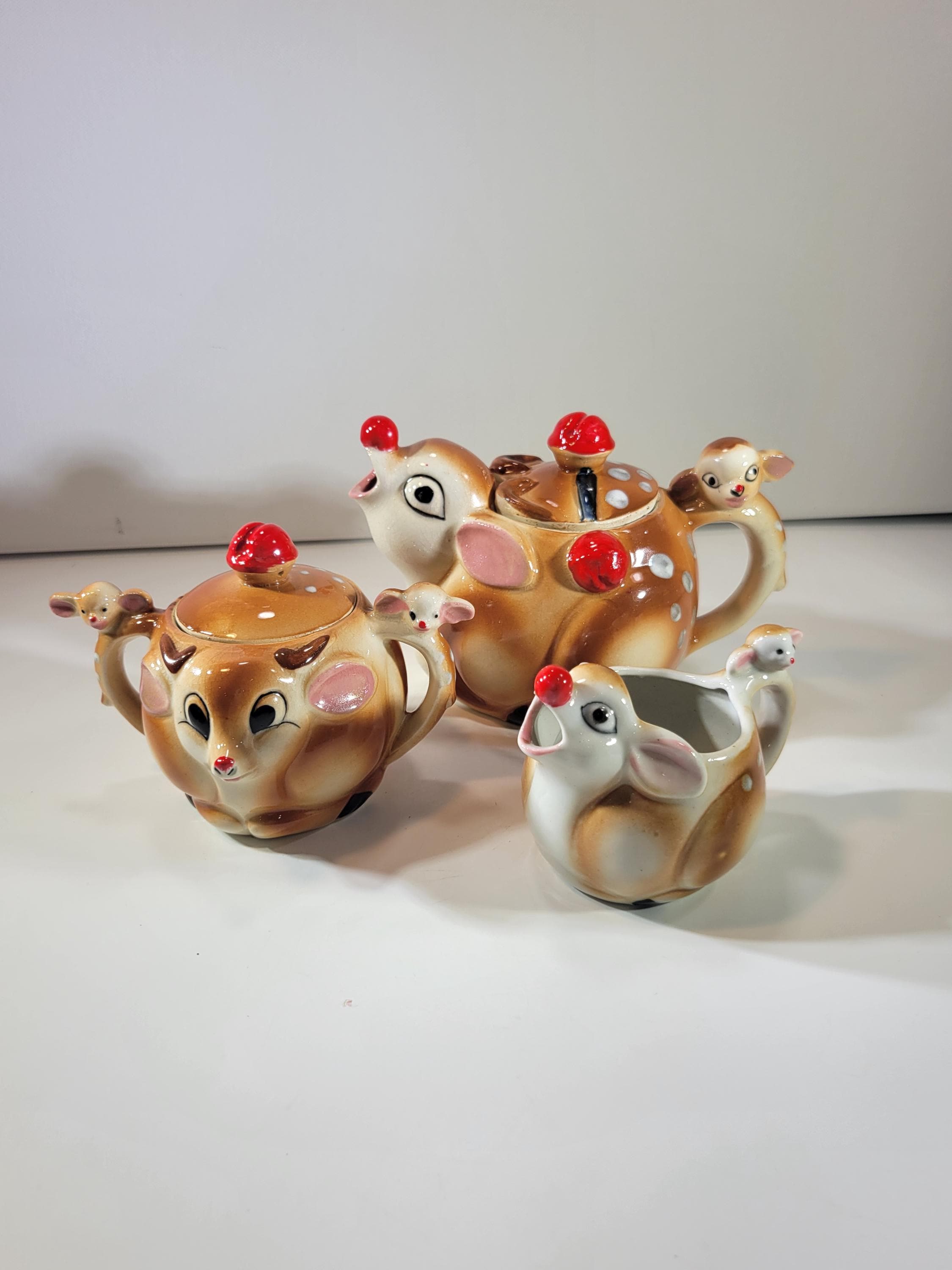Rudolph the Red Nosed Reindeer Tea Set With Teapot, Creamer and