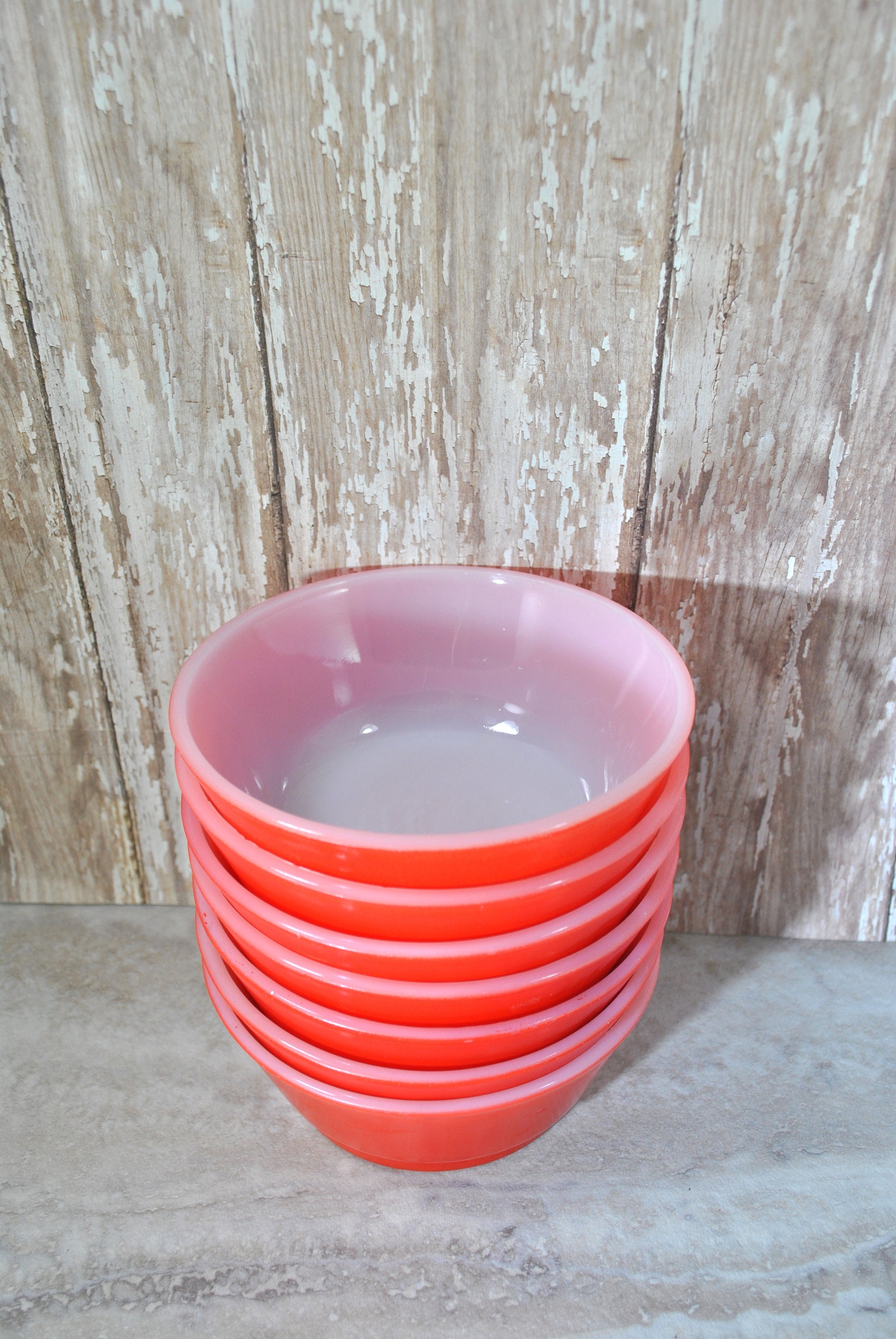 7 Anchor Hocking Red Fire King Bowls Glass Collectible Small Etsy