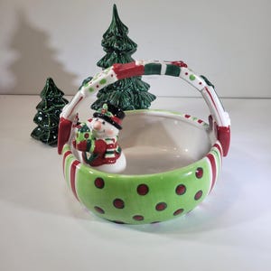 Fitz and Floyd Snowman Christmas dish, ceramic