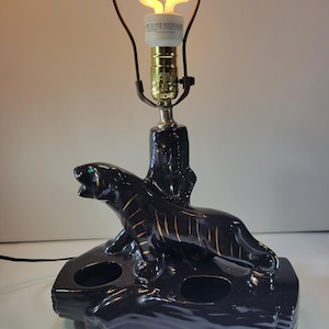 Vintage Black Panther Tv Lamp - Etsy